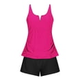 thumbnail image 6 of ZHOGXU Women's Tankini Swimsuit Sleeveless Solid Color Top And Bottoms Comfortable Stylish Two Piece Swimwear For Beach Pool,Hot Pink,M, 6 of 6