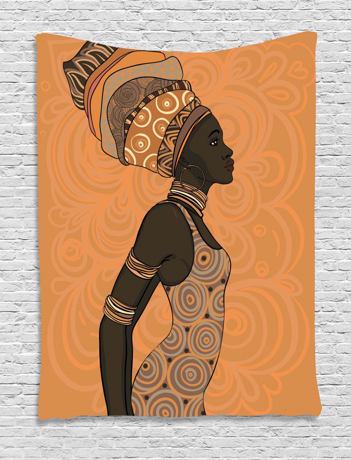African Woman Tapestry, Indigenous People of Africa Theme Local Woman