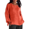 thumbnail image 3 of Womens Linen Long Sleeve Shirt Loose Fit Breathable Summer Basic Comfort Top, 3 of 6