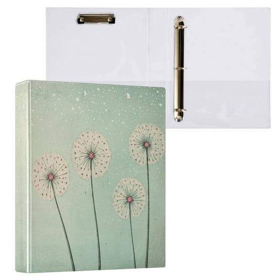 Large Dandelions 3 Ring Hardcover Binders 1.5in Round Rings for Letter-Size Folder Paper Organizer Pockets for Office Student Recipe