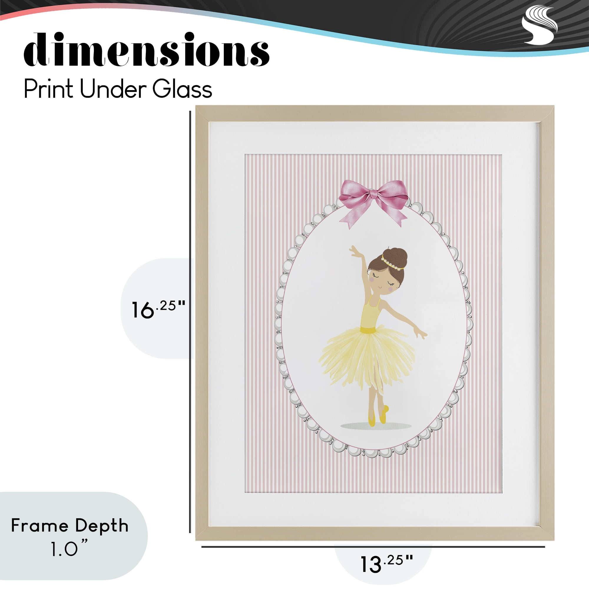 Stupell Industries Dainty Dance on Stripes Birch Framed Print Under Glass, design by Christine Simpson Art