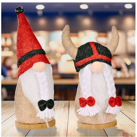 

BadyminCSL 2Pc Pirate Rudolph Decorative Doll Ornaments Faceless Doll Horned Dwarf