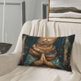 thumbnail image 5 of Pofeuu Surreal Meditating Cat Print Polyester Microfiber Plush Pillowcases, Super Soft and Cozy Pillow Case Covers with Envelop Closure（Pillow core not included）-14"x20", 5 of 6