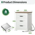 thumbnail image 4 of Farmhouse Night Stand with Charging Station, 18" Wood Side Table End Table with 3 Drawers for Bedroom & Living Room, White, 4 of 10