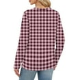 thumbnail image 5 of Nokdvo Sweatshirts for Woman Fashion 2025 Plaid Crew Neck Pullover Long Sleeve Casual Loose Fitting Shirts,Pink XL, 5 of 5