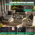 thumbnail image 4 of LazySunsets 7 Piece Outdoor Patio Wicker Conversation Set, Gray Rattan Sofa with Black Cushions, Coffee Table & Fire Pit Table, 4 of 7