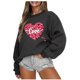 thumbnail image 1 of Gibobby Sudadera sin capucha y ocio Sudadera del día de San Valentín Camisas de corazón de amor para mujer de San Valentín Tops de manga larga (3)(Gris, S), 1 of 5