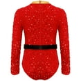 thumbnail image 3 of TiaoBug Long Sleeve Ballet Leotards for Girls Gymnastics Dancewear Christmas Elf Costume Red 6, 3 of 7