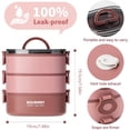 thumbnail image 4 of Lunch Box 2000ML 3-Tier Stackable Bento Case Sealed Leak-proof Meal Box Microwave Safe Portable Students Workers Food Container for Home Office School Camping, 4 of 11