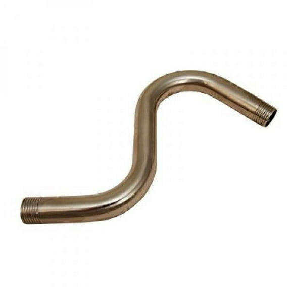 S Style Shower Arm, Satin Nickel Finish, with Flanges, Raise up 4 - By Plumb USA