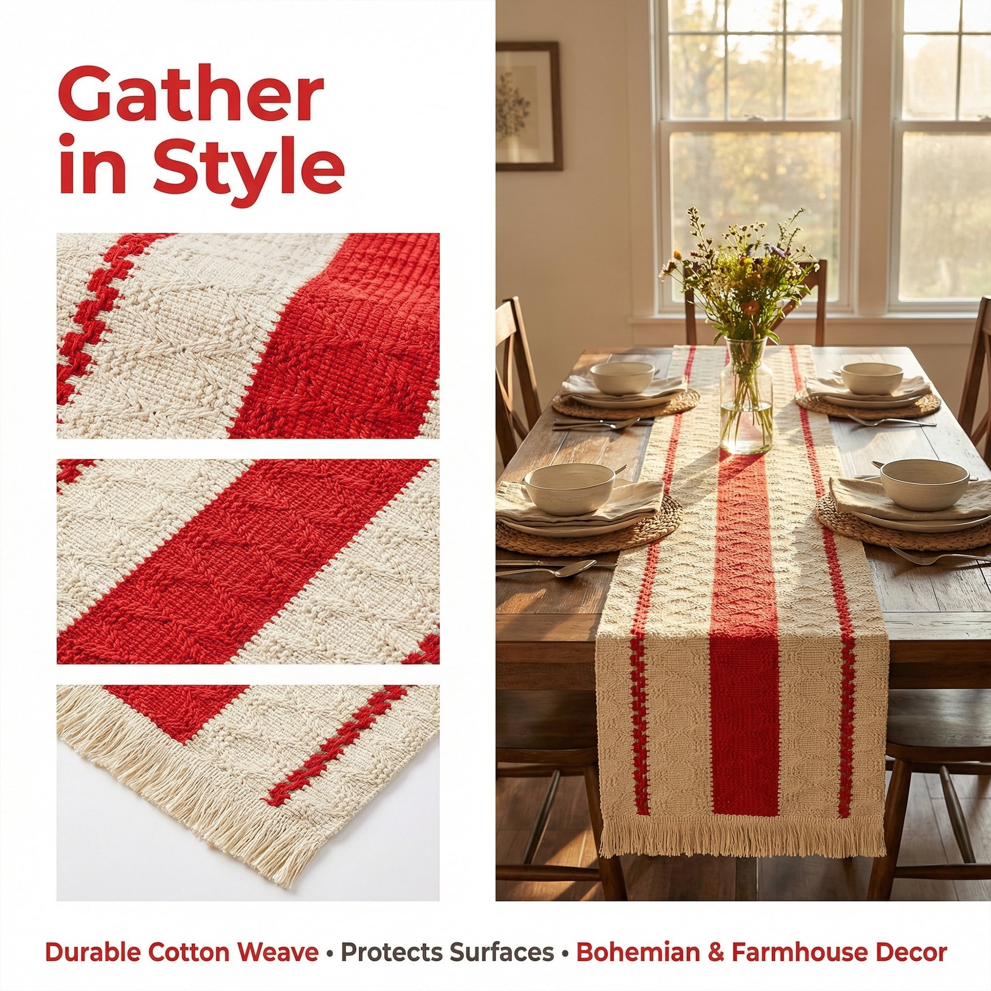 Unique Bargains Farmhouse Polyester Table Runner for Birthday Decoration Red 11.8"x78.7"