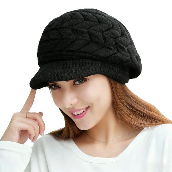 TELOLY Beanie for Women,Acrylic Beanies,Hats for Women,Black