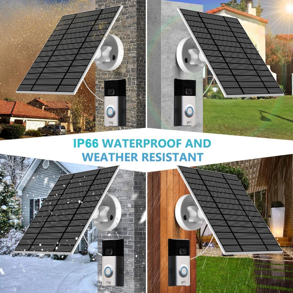 6W Solar Panel 360 Adjustable Bracket Wall Mount Doorbell Battery Charger Board
