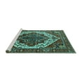 thumbnail image 2 of Ahgly Company Machine Washable Indoor Square Oriental Turquoise Blue Industrial Area Rugs, 7' Square, 2 of 4