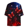 thumbnail image 6 of lcziwo 4th of July Outfit for Women Fashion American Flag Graphic Cover Ups Kimono Summer Open Front 3/4 Sleeve Chiffon Cardigans Wine XL, 6 of 7