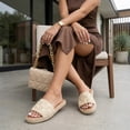 thumbnail image 3 of Cushionaire Bolero Sandals for Women, Woven Raffia Slide with Jute Sole, Floral Straw Detail and Memory Foam, 3 of 20