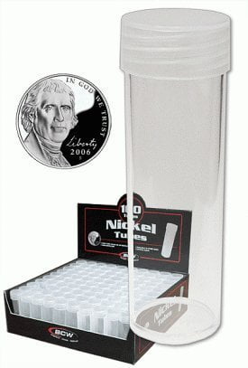 10 Round Plastic Coin Storage Tubes for Dimes with Screw On Caps 