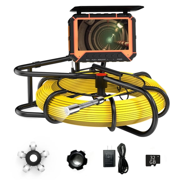 Cámara de alcantarillado JQKJCAM, pantalla DVR HD IPS de 32 GB, 40 m/130 pies, 5 pulgadas