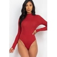 thumbnail image 2 of Mock Neck Long Sleeve Bodysuit with Ribbed Lettuce Edge Trim, 2 of 10