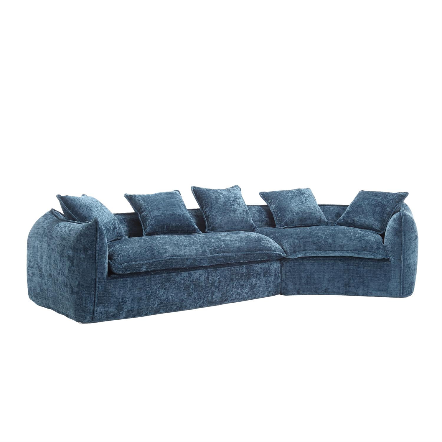 Demi Bonn 125" Modern Modular U-Shaped Sectional Sofa, Spacious 5-Seat Chenille Fabric Couch with Plush Pillows for Living Room, Minimalist Cloud-Style, Blue