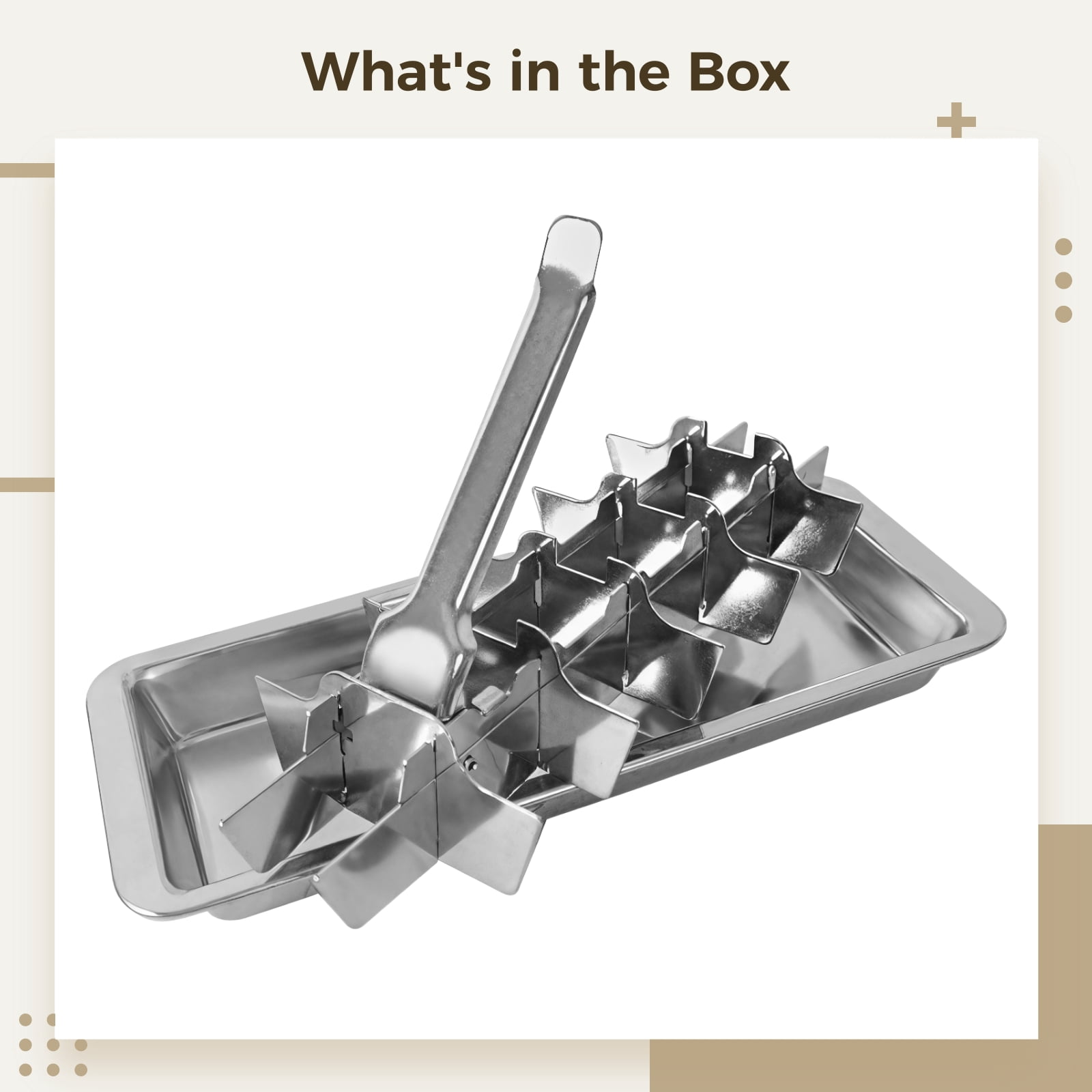 Stainless Steel Ice Cube Tray with Handle, Stainless Steel Ice Tray, Easy Removal Ice Cube Maker Tray, 18 Slots Ice Tube Mold for Freezer, Includes Divider with Handle
