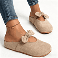 thumbnail image 4 of Women's Bowknot Faux Suede Mule Clogs, Slip-On Closed-Toe Casual Comfort Slides, 4 of 5