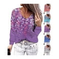 thumbnail image 5 of VSNOW Women Long Sleeve V Neck Tops Casual Floral Print Loose T Shirt Blouse, 5 of 5