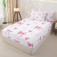 thumbnail image 2 of Homewish Girls Bow-Tie Zipper Twin Comforter Sets with Fitted Sheet and 2 Pillowcases,Kawaii Love Hearts Zipper Bedding Set,White Pink,Pink Reversible,4-Piece, 2 of 7
