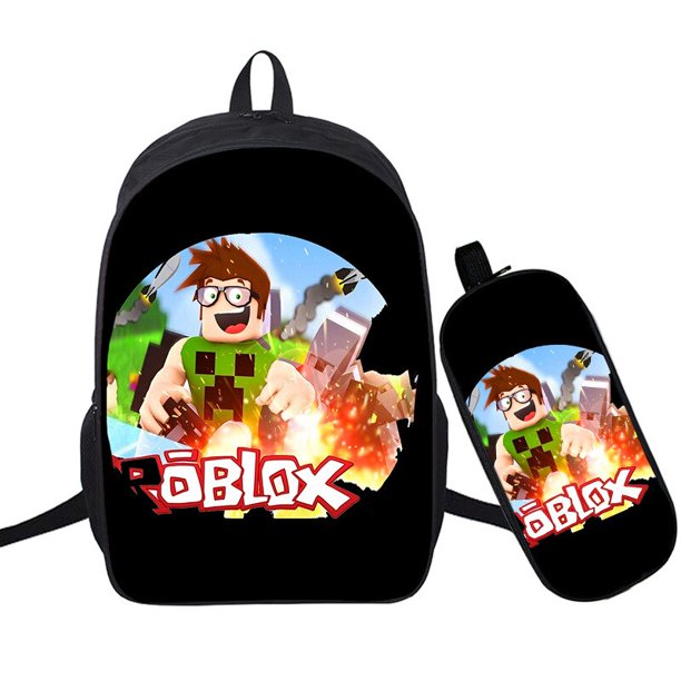 Roblox-Bolso de hombro estampado de dos piezas, mochila a todo color, bolsa de estudiante con cremallera, gran capacidad, regalo de cumpleaños para niños
