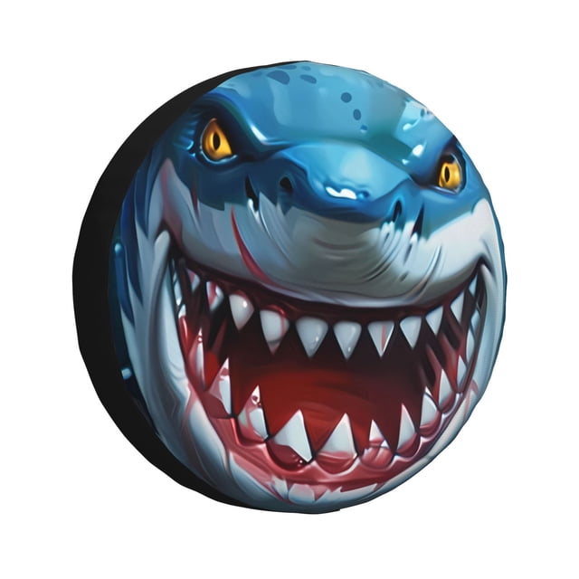 Fotbe Cartoon Cute Shark Funda de Llanta de Repuesto con Estampado, Engrosada, Ajuste Universal para Jeep, Remolque, RV, SUV, Camión-16 inch