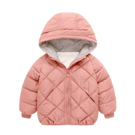

QWERTYU Toddler Baby Child Children Kids Boy Girls Long Sleeve Zip Up Outerwear Hooded Thicken Coat Padded Fall Winter Puffer Jacket 1Y-7Y