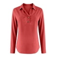 thumbnail image 5 of Long Sleeve Shirts for Women 2026 Loose Fit V Neck Button Down Linen Tops Cute Solid Summer Beach Tee Shirts, 5 of 6