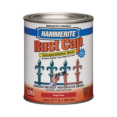 Refinishing Outdoor Furniture Metal Hammerite Rust Cap Indoor and Outdoor Smooth Bright Red Alkyd-Based Metal Paint 1 qt. - Case Of: 6 ()