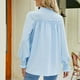 thumbnail image 4 of Mujeres agárico cordones turtleneck camisa manga larga abotonado Top suelta casual stand collar blusa, 4 of 6