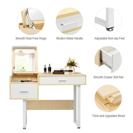 Costway Vanity Table With Flip Top Square Mirror Makeup Dressing Writing Canada Costway Vanity Table With Flip Top, Replacement Mirror For Dressing Table