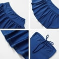 thumbnail image 4 of Summer Two Piece Outfits for Women Y2K Going Out Tie Ruched Tube Crop Tops Low Rise Pleated Mini Skort Skirt Sets Blue L, 4 of 7