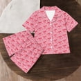 thumbnail image 6 of Girls 2 Piece Outfits Summer Lapel Printed Button Short Sleeve with Shorts Set Loungewear with Pockets Red 13-14Years, 6 of 7