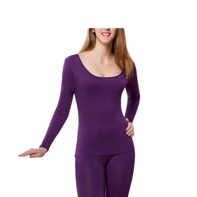 Minnieouse Ropa de abrigo Ropa interior de invierno Camisa térmica Tamaño compacto de moda Práctico para usar Mano de obra fina Suavidad Ropa femenina Ropa interior Violeta XXL Minnieouse AP013669-03
