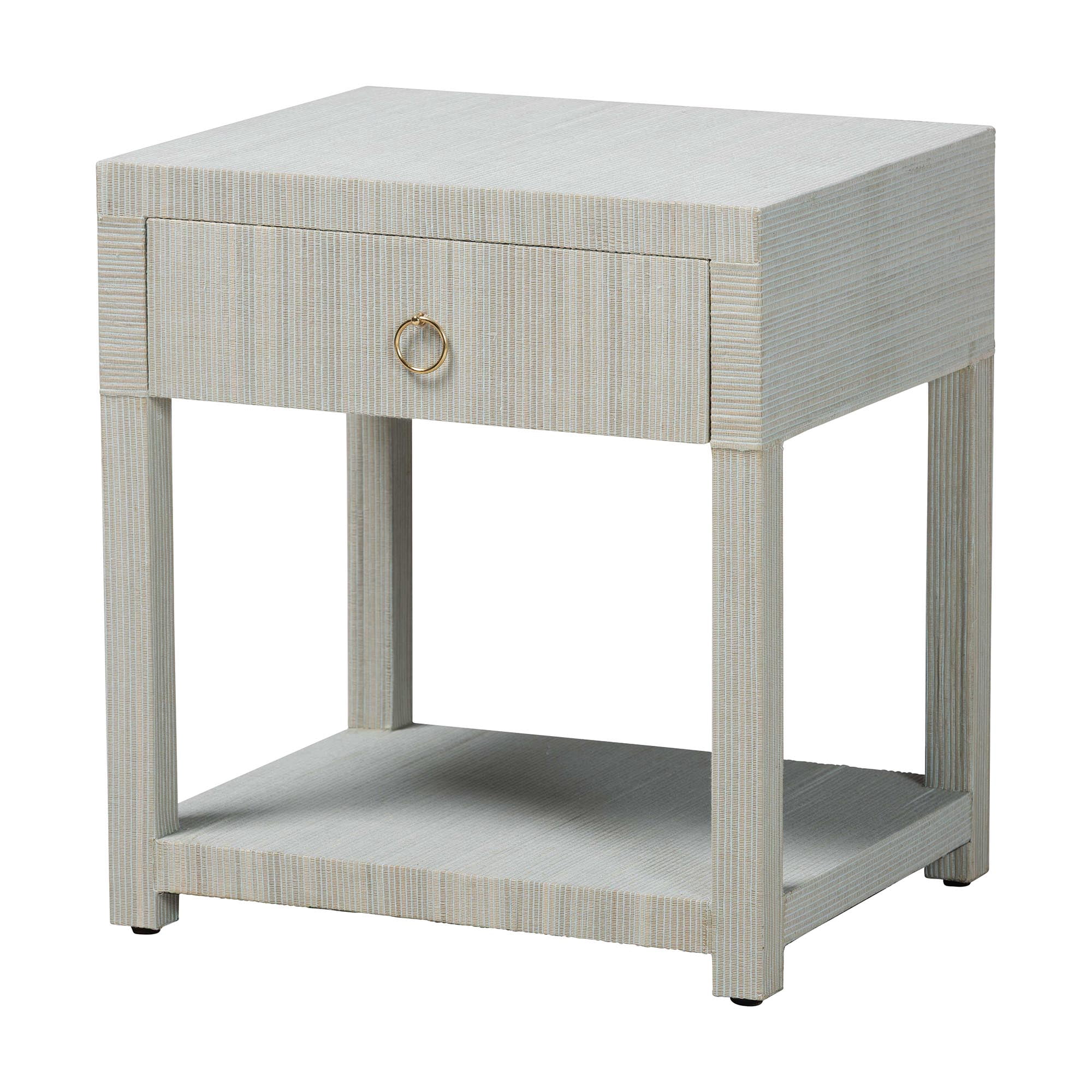 bali & pari Nata Boho Nightstand, 1-Drawer, Blue Grey