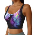 thumbnail image 2 of Fotbe Rainbow Spotted White Horse Pattern Womens' Sports Bra Longline Wirefree Padded with Medium Support Sports Moisture-Wicking Workou Vest,Tank Top-, 2 of 7