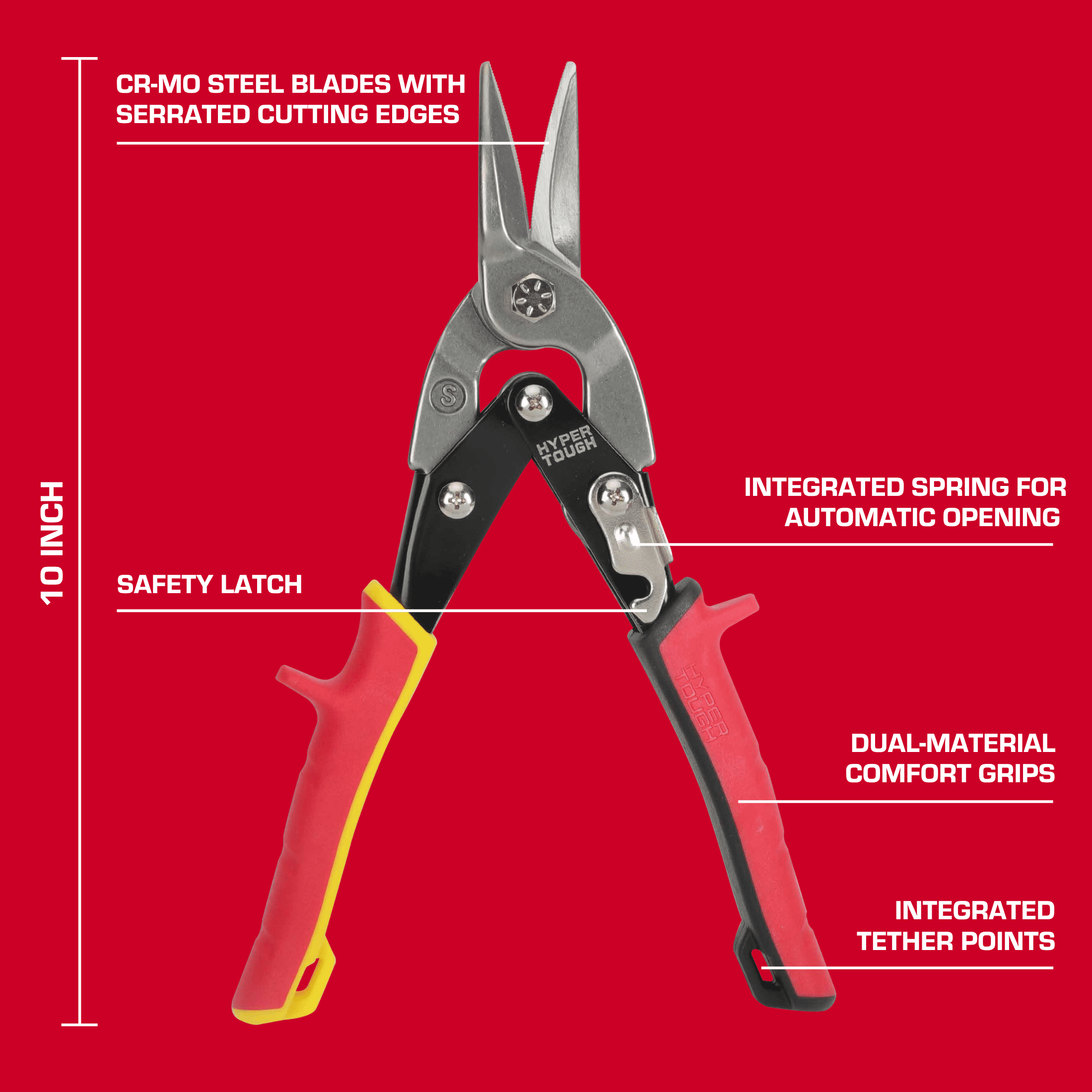 Hyper Tough Straight-Cut Aviation Snips with Cr-Mo Blades