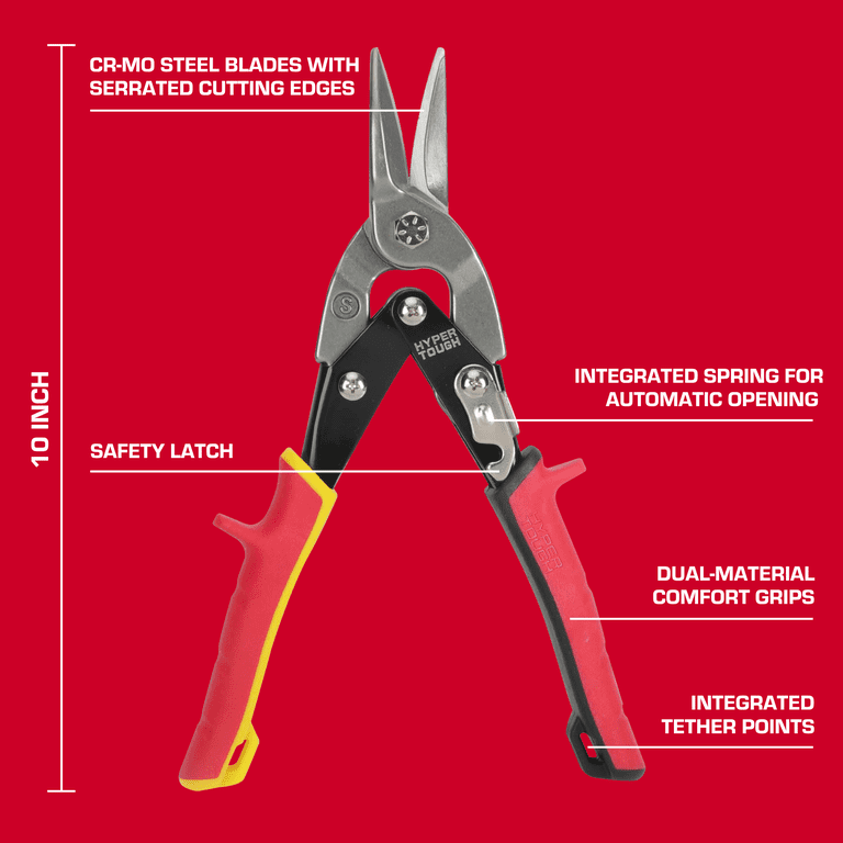 Hyper Tough Straight-Cut Aviation Snips with Cr-Mo Blades