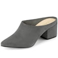thumbnail image 1 of Mules Tacón Grueso Punta Puntiaguda Zapato Sin Cordones Para Mujeres Allegra K Gris 36, 1 of 6