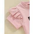 thumbnail image 5 of Bagilaanoe 2pcs Toddler Baby Girl Shorts Set Short Sleeve Letter Print T Shirt Tops + Shorts 6M 12M 18M 24M 3T Kids Casual Summer Clothes, 5 of 8