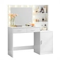 thumbnail image 6 of Vastcury Minimalist Vanity Desk with Mirror and Lights, Bedroom 3 Level Makeup Dresser, Dressing Table with Large Vertical Organizer & 2 Drawer, White, 6 of 6