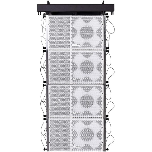 Sound Town ZETHUS Series Line Array Speaker System with Four Compact Powered 1 X 10-inch Line Array Speakers, White for Stages, Clubs, Bars, Restaurants, Churches and Schools
