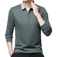 thumbnail image 4 of Men Polo T Shirts Long Sleeve Button Up Lightweight Summer Shirt Army Green Men Fashion Shirt, 4 of 4
