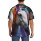 thumbnail image 3 of Balery Colorful Haired White Horse Camisa Casual de Manga Corta con Botones para Hombre, Texturizada, Estilo Cubano, para Playa, Verano-Large, 3 of 5