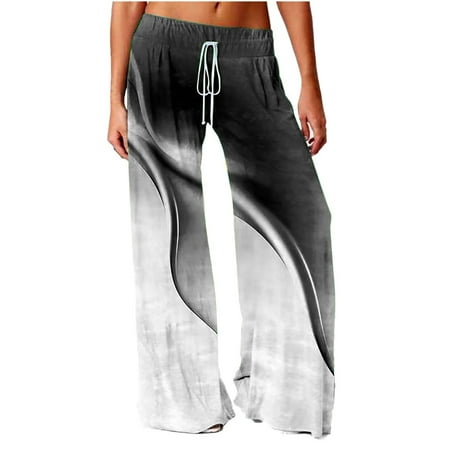 

Dadaria Wide Leg Pants for Women Plus Size Dressy Gradient Straight leg Pants Elastic Waist Sports Wide Leg Pants Gray XXL Female