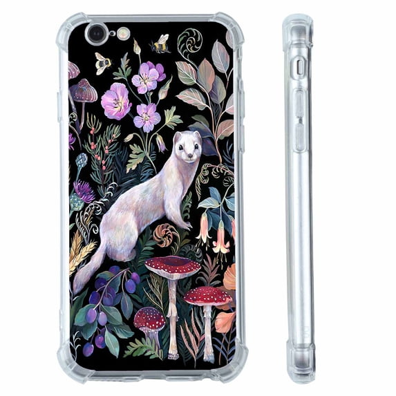 White Ermine Case for iPhone SE/8/7,Aesthetic Art Design Pattern Soft TPU Bumper Case Cover